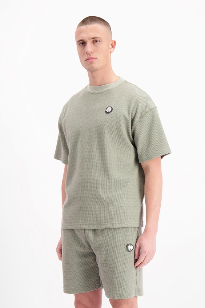 MONOGRAM WAFFLE T SHIRT 1 125 3 34 GREEN
